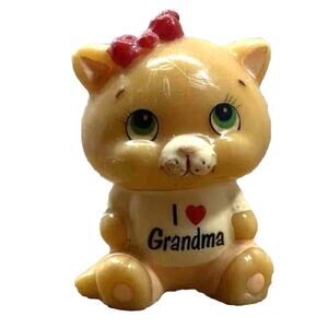 Vintage Russ I Love Grandma Wax Candle Kitty cat With Bow In Hair Collect